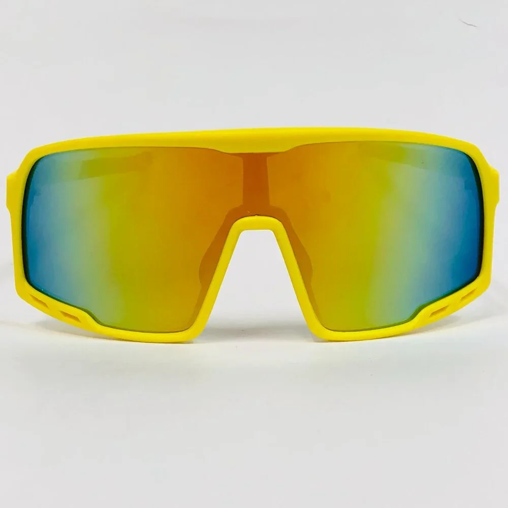 Sport Men Sunglasses Outdoor‎ Yellow Frame Mirror Lens Beach Shades Lentes Gafas